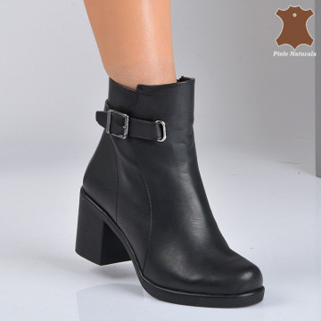 Botine Piele Naturala Amalia Negre