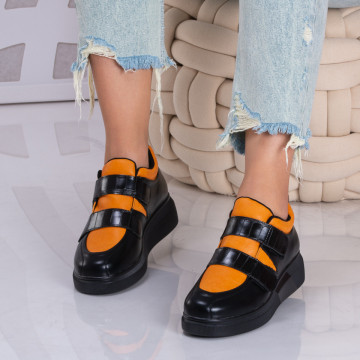 Pantofi Casual Dama Flores Negru/Galben - Need 4 Shoes