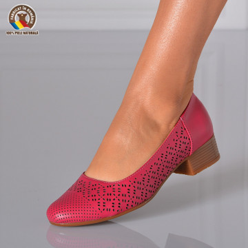 Pantofi Cu Toc Piele Naturala Minola Magenta