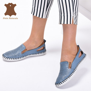 Pantofi Dama Piele Naturala Cauani Baby Blue