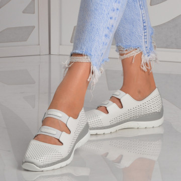 Pantofi Dama Piele Naturala Rimini Albi