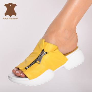 Papuci Dama Piele Naturala Mason Galbeni- Need 4 Shoes