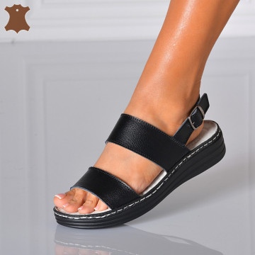Sandale Dama Piele Naturala Germina Negre