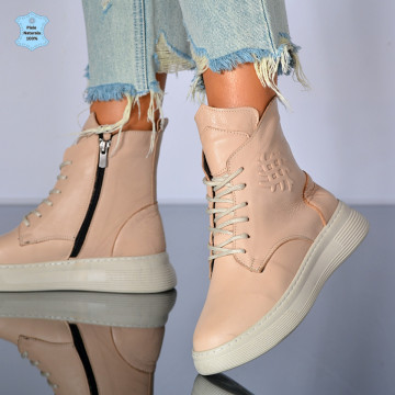 Ghete Dama Piele Naturala Marny 3 Bej- Need 4 Shoes