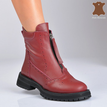 Ghete Dama Piele Naturala Morana Bordo