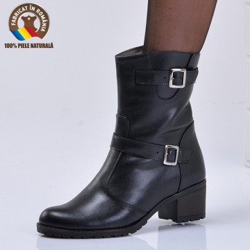 Ghete Dama Piele Naturala Niki Negre - Need 4 Shoes
