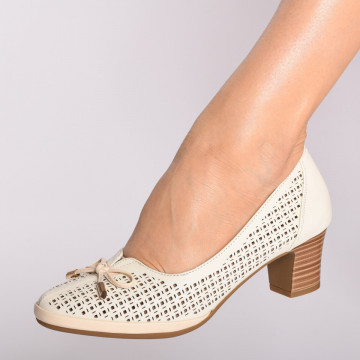 Pantofi Cu Toc Dama Margareta Bej