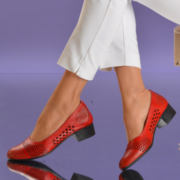 Pantofi Cu Toc Piele Naturala Alonzo Red - Need 4 Shoes