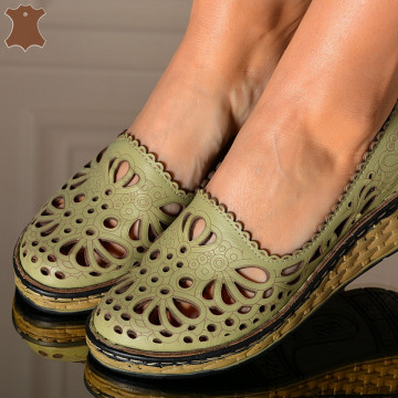 Pantofi Dama Piele Naturala Velika Olive