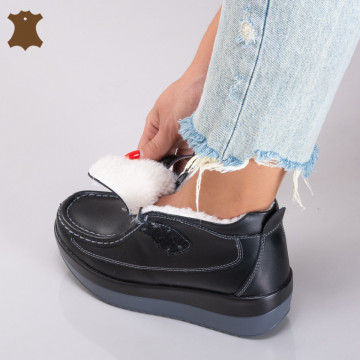 Ghete Dama Imblanite Piele Naturala Tokyo 2 Negre