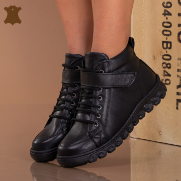 Ghete Dama Piele Naturala Flora Negre - Need 4 Shoes
