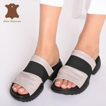 Papuci Dama Piele Naturala Ramon Gri- Need 4 Shoes