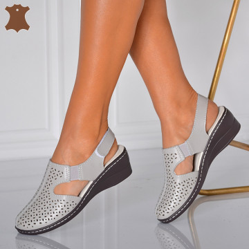 Sandale Dama Piele Naturala Mabel Gri