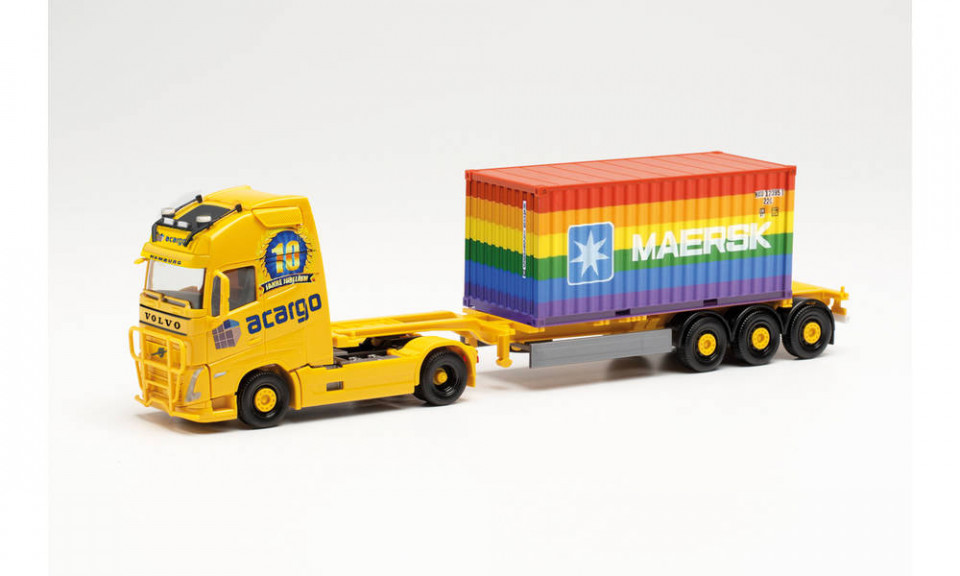 HERPA Volvo FH Gl XL Container Semitrailer Acargo Jahre Ft Maersk Rainbow