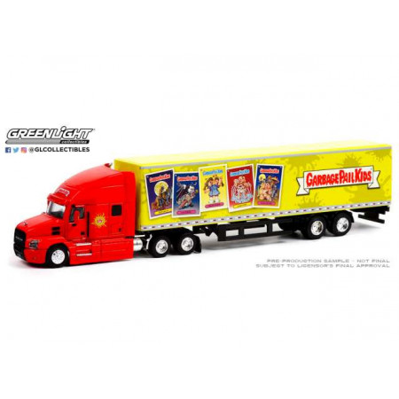 GREENLIGHT 1:64 - MACK ANTHEM 18 WHEELER TRACTOR-TRAILER 2019 *GARBAGE PAIL KIDS EXPRESS DELIVERY*, RED/YELLOW