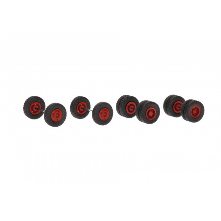 HERPA 1:87 - Accessory MBS wheel-set Mercedes-Benz Vabis steel, tyres 11.00-20 road profile, oxblood red