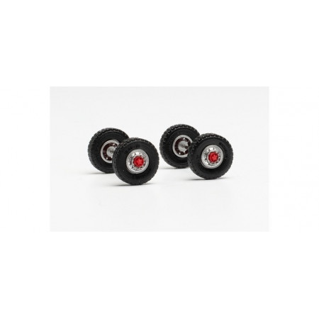 HERPA 1:87 - Wheel set road tires 12.00 x 20 with steel rim with tread for front axle Scania LB 76 (content: 2 axles)