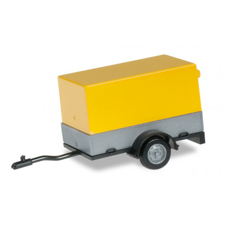 HERPA 1:87 - Car trailer with open canvas, sign yellow