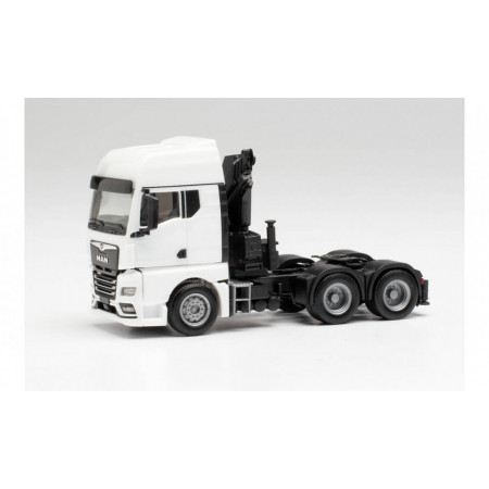 HERPA 1:87 - MAN TGX GX 6x4 tractor with crane and extendable supports, white