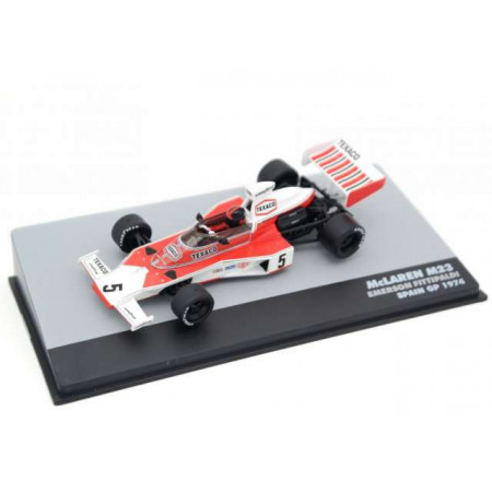 MAGAZINE MODELS 1:43 - MCLAREN M23 1974 MCLAREN F1 TEAM #5 EMERSON FITTIPALDI WORLD CHAMPION SPAIN GP F1, WHITE/RED