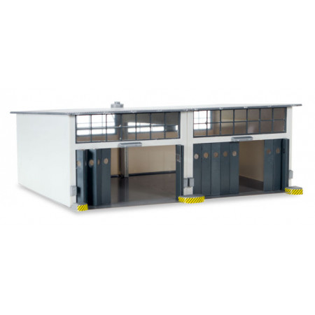 HERPA 1:87 - Military: Building set 2-stall repair facility, length 220 mm x width 190 mm x height 85 mm