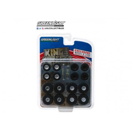 GREENLIGHT 1:64 - KINGS OF CRUNCH WHEEL & TIRE PACK 16 WHEELS, 16 TIRES, 8 AXLES *HOBBY EXCLUSIVE*