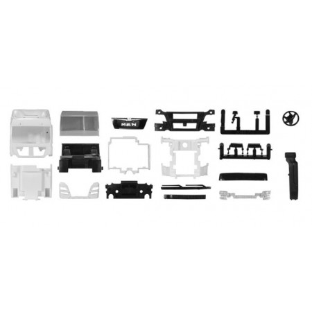 HERPA 1:87 - Driver's cabin MAN TGX XLX Euro 6 with side skirting and roof spoiler Content: 2 pcs.