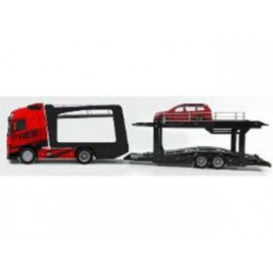 BBURAGO 1:43 - VOLVO FH16 GLOBETROTTER 750 XXL MULTICAR CARRIER, RED/BLACK