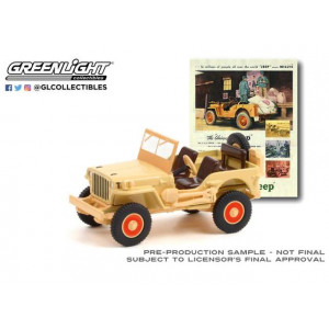GREENLIGHT 1:64 - JEEP WILLYS MB 1945 *THE UNIVERSAL JEEP* VINTAGE AD CARS SERIES 5, BEIGE