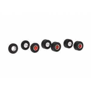 HERPA 1:87 - Accessory MBS wheel-set Scania Vabis Trilexsteel, tyres 11.00-20 construction site profile, silver/red