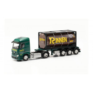 HERPA 1:87 - Mercedes-Benz Actros 18 Streamspace 2.3 tank container semitrailer "Rinnen" (Nordrhein-Westfalen/Moers)