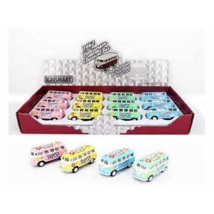 KINSMART 1:64 - VOLKSWAGEN SAMBA BUS 1962 'FLOWER POWER' IN A TRAY - 1 BUCATA