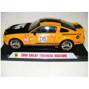 SHELBY COLLECTIBLES 1:18 - SHELBY MUSTANG 2008 #08 TERLINGUA RACE VERSION WITH SILVER RABBIT ON THE HOOD, GRABBER ORANGE/