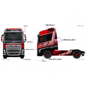 BBURAGO 1:43 - VOLVO FH 16 GLOBETROTTER 750 XXL 2020, RED/BLACK/SILVER
