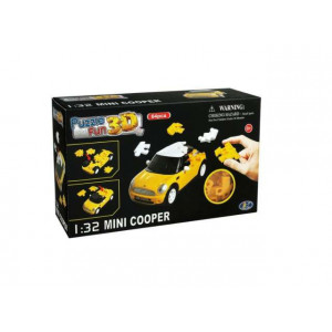 HAPPY WELL 1:32 - MINI COOPER 3D PUZZLE 64PCS, YELLOW/WHITE