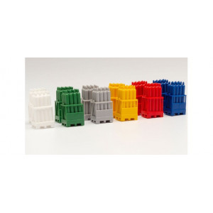 HERPA 1:87 - gas cylinders with pallets, 2 x red / 2 x yellow / 2 x Grey / 2 x blue/ 2 x White / 2 x green