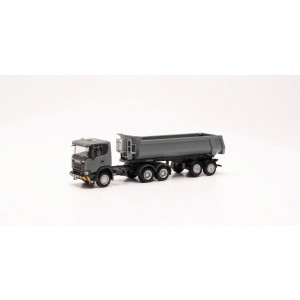 HERPA 1:87 - Scania CG 17 6x6 dump semitrailer 3/2, grey/yellow