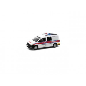 TINY TOYS 1:64 - VOLKSWAGEN CADDY POLICE, 3 INCH, WHITE/RED #80