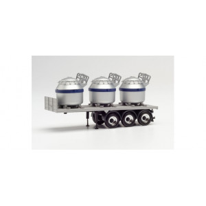 HERPA 1:87 - Trailer with 3 aluminum pots, stripes blue