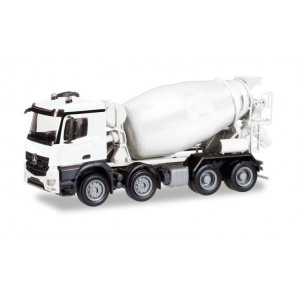 HERPA (MINIKIT) 1:87 - MERCEDES-BENZ AROCS M CONCRETE MIXER TRUCK, 4-AXLE, WHITE / UNPRINTED