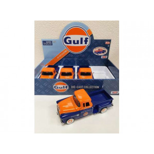 MOTORMAX 1:24 - CHEVROLET 5100 STEPSIDE 1955 *GULF*, BLUE/ORANGE - 1 BUCATA