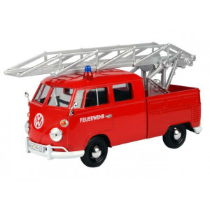 MOTORMAX 1:24 - VOLKSWAGEN TYPE 2 (T1) *FIRE TRUCK WITH AERIAL LADDER*, RED
