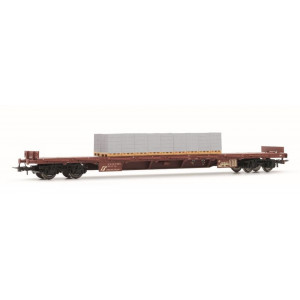 RIVAROSSI 1:87 - SET X 2 FLAT WAGONS RGMMS AND RGS, LOADED WITH BREEZE BLOCKS