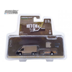 GREENLIGHT 1:64 - RAM PROMASTER 2500 2019 CARGO HIGH ROOF AND UTILITY TRAILER *HITCH & TOW SERIES 21*, GREY