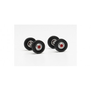 HERPA 1:87 - Wheel set road tires 12.00 x 20 with steel rims for the front axle (content: 2 axles)