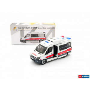 TINY TOYS 1:76 - MERCEDES BENZ SPRINTER FL POLICE (WITH MESH WINDOW SHIELD), WHITE/RED #164