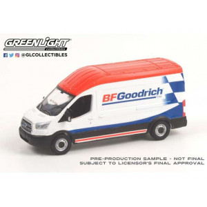 GREENLIGHT 1:64 - FORD TRANSIT LWB 2017 HIGH ROOF BFGOODRICH TAKE CONTROL *ROUTE RUNNERS SERIES 4*, WHITE/RED