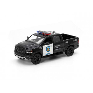 KINSMART 1:32 - RAM 1500 POLICE 2019, BLACK/WHITE IN WINDOW BOX PACKAGING.