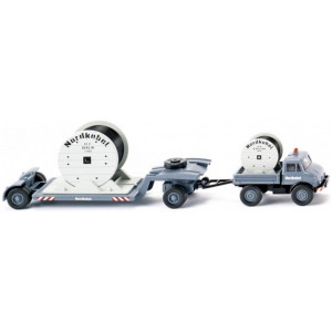 WIKING 1:87 - MERCEDES BENZ UNIMOG U 406 TIEFLADEHÄNGERZUG, GREY