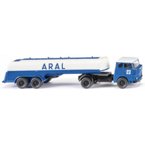 WIKING 1:87 - HENSCHEL HS 14/16 TANKSATTELZUG 'ARAL' 1961, BLUE/WHITE